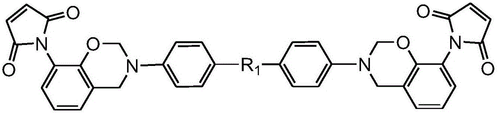 Dibenzoxazine monomer containing ortho-position maleimide groups and preparation method thereof