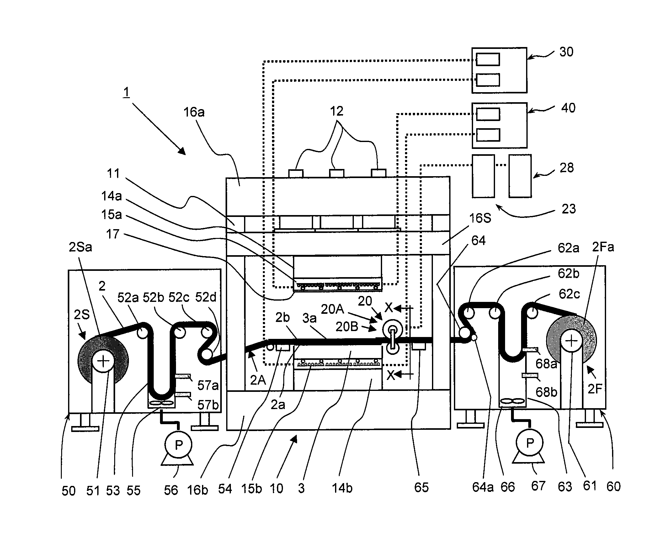 Production method and production device of film having  fine irregular pattern on surface