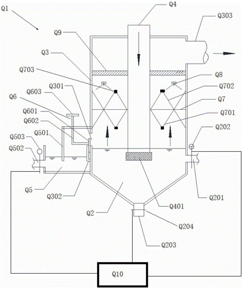 Water bath deduster, dedusting method and quicklime slaking and dedusting device