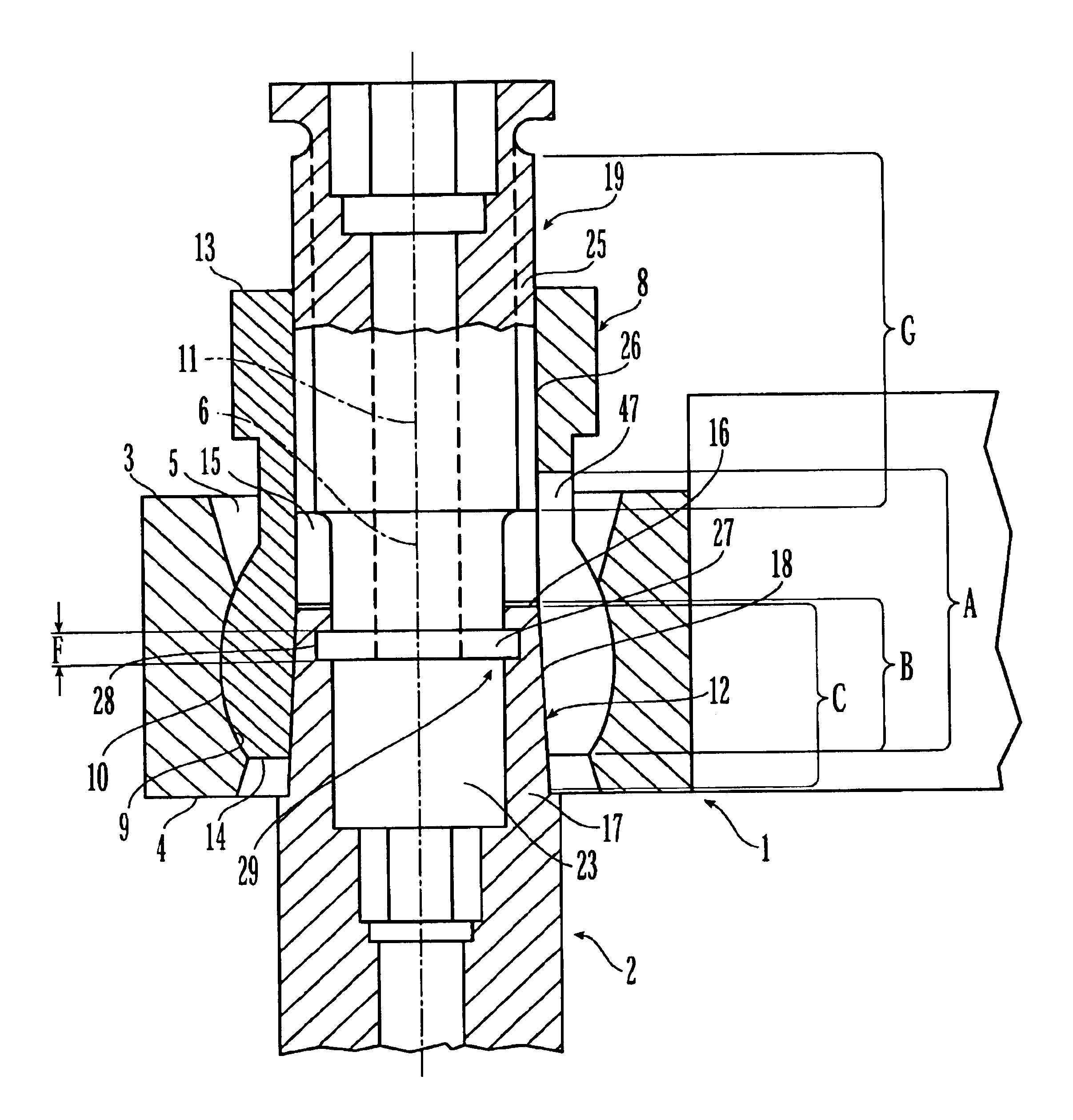 Device for the articulated connection of two bodies