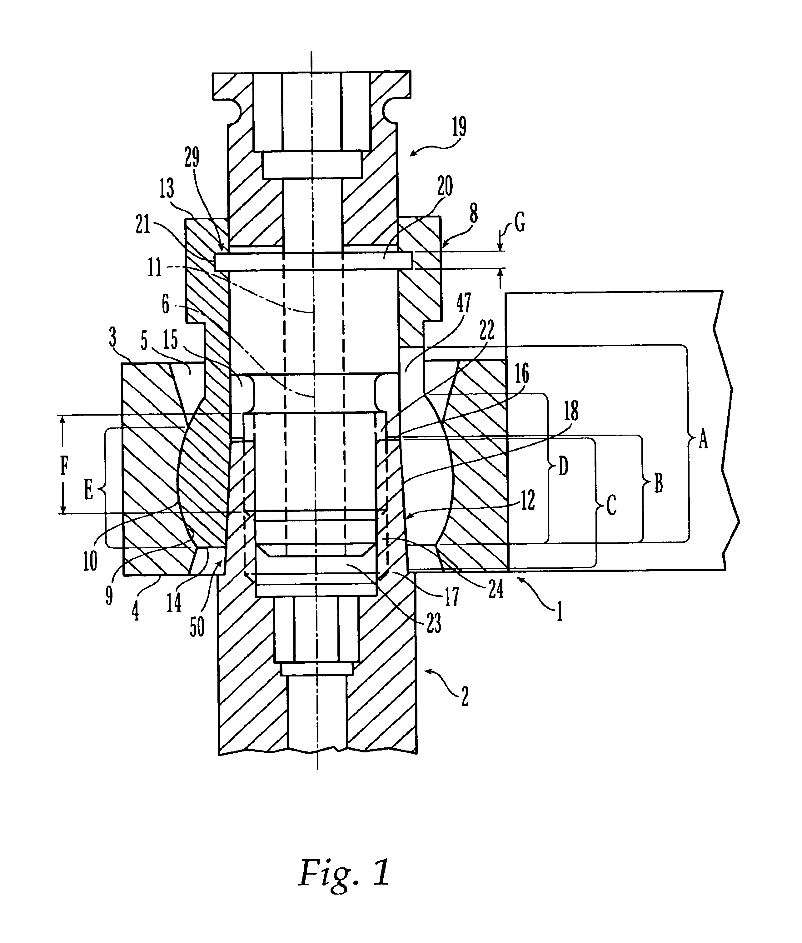 Device for the articulated connection of two bodies