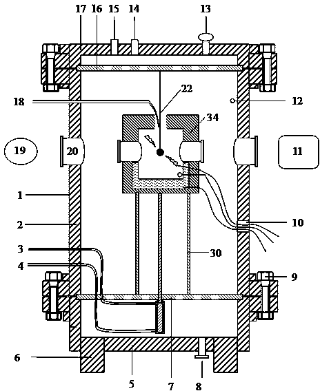 Experimental device for evaporating and igniting droplets under high-temperature high-pressure environment and use method thereof