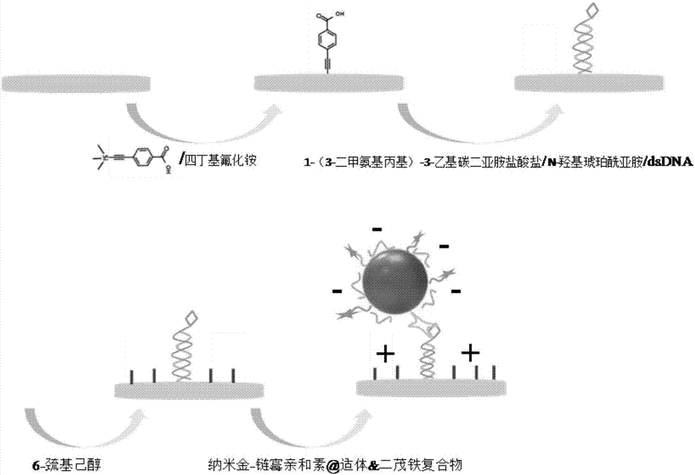 Charge effect-based aptamer sensor, and construction method and application thereof