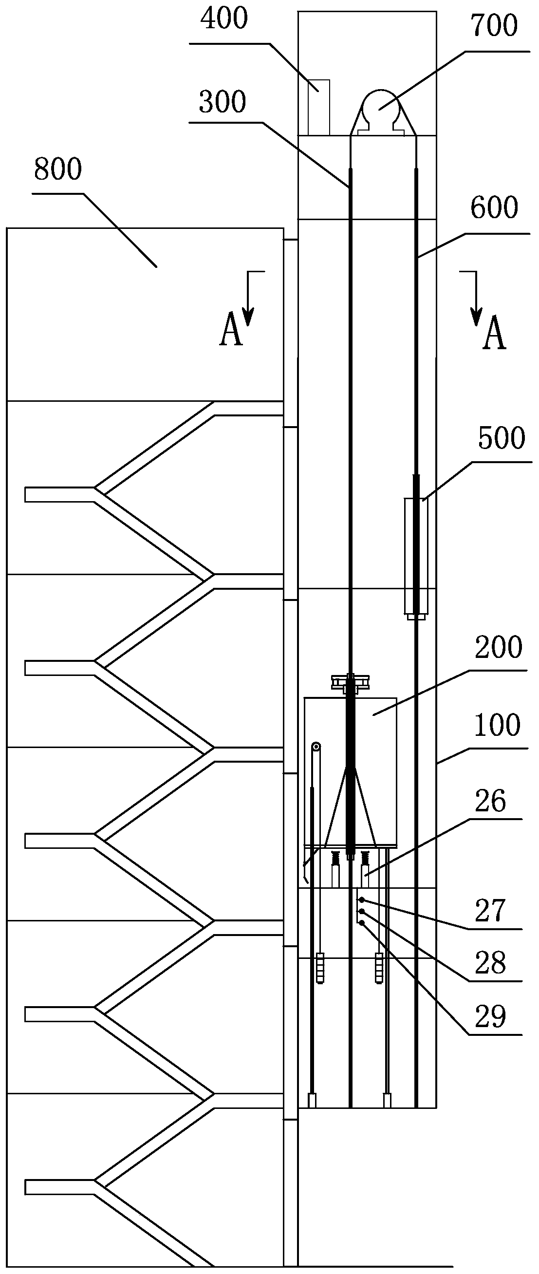 Bottom-suspended external shaft elevator system