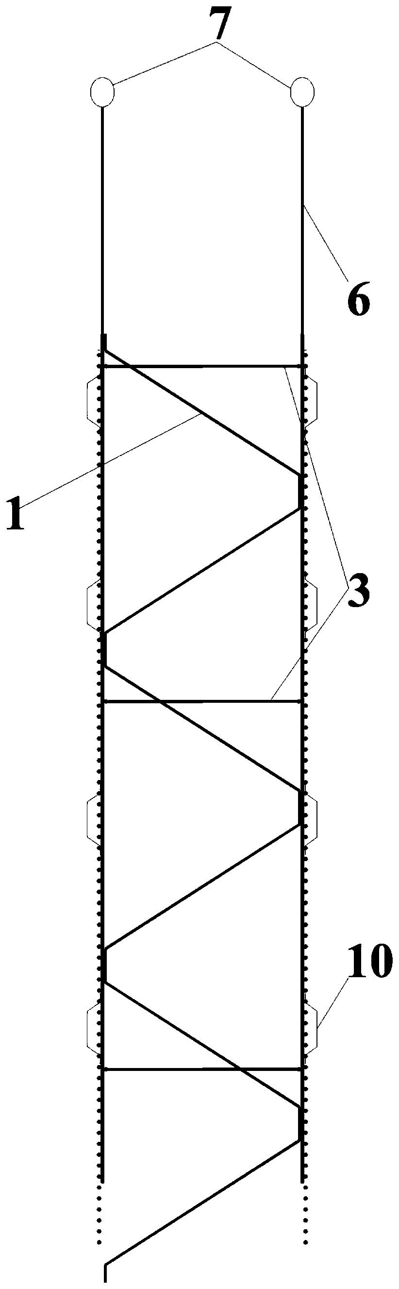 Steel reinforced cage applicable to air shaft underground continuous wall and using method thereof