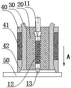 Radio frequency coaxial structure for realizing solderless vertical connection with PCB