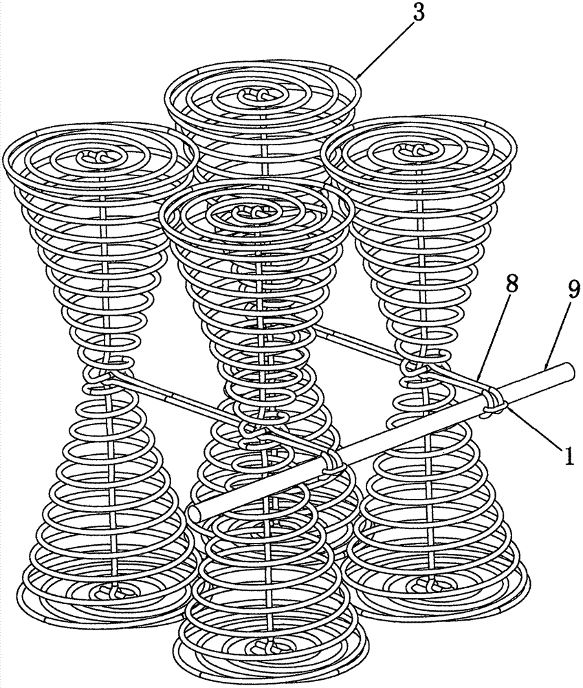 Bed core provided with pull rope and compression springs