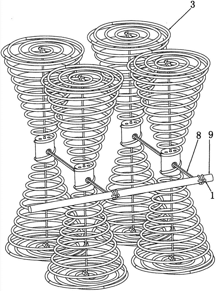 Bed core provided with pull rope and compression springs