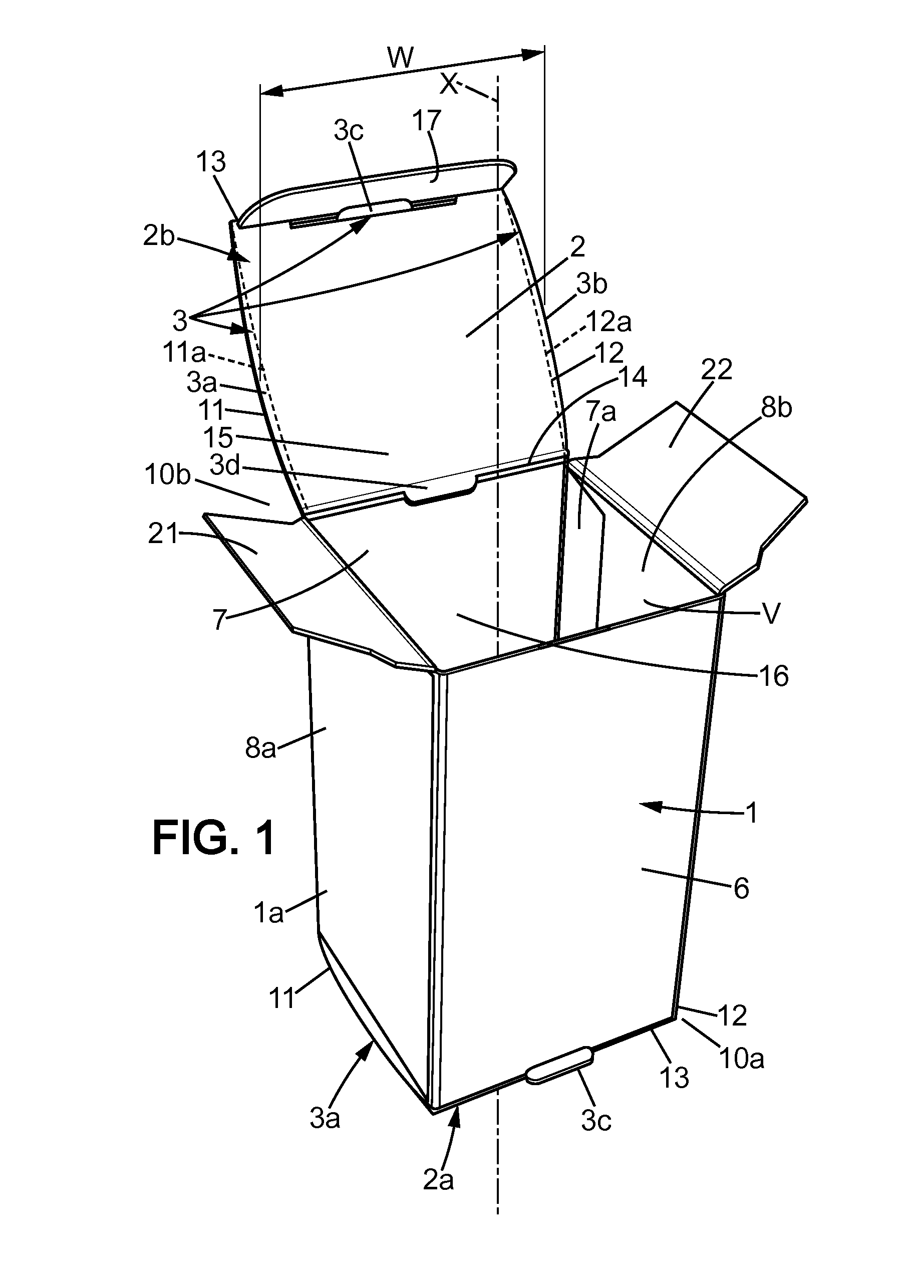 Box and pack comprising the box between four cups