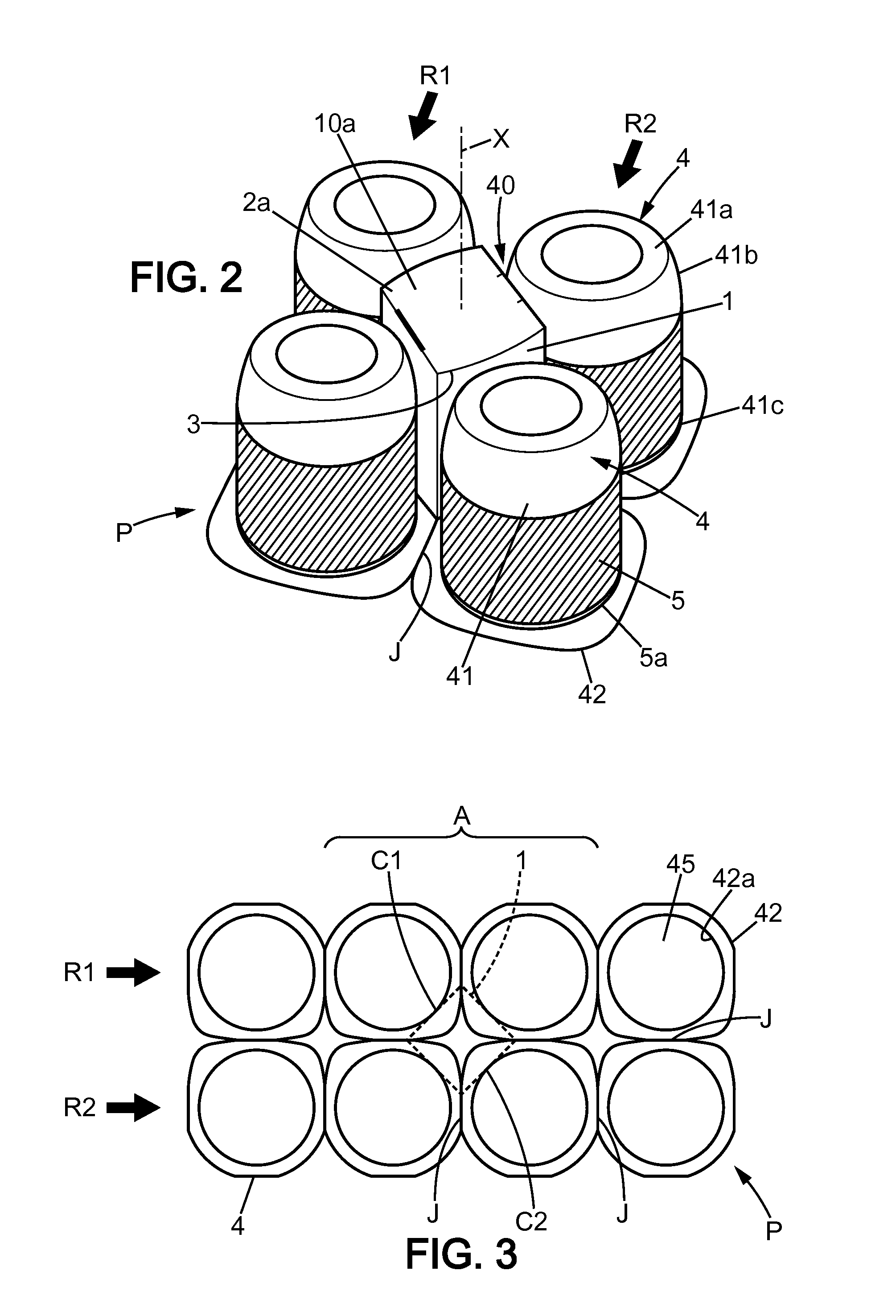 Box and pack comprising the box between four cups