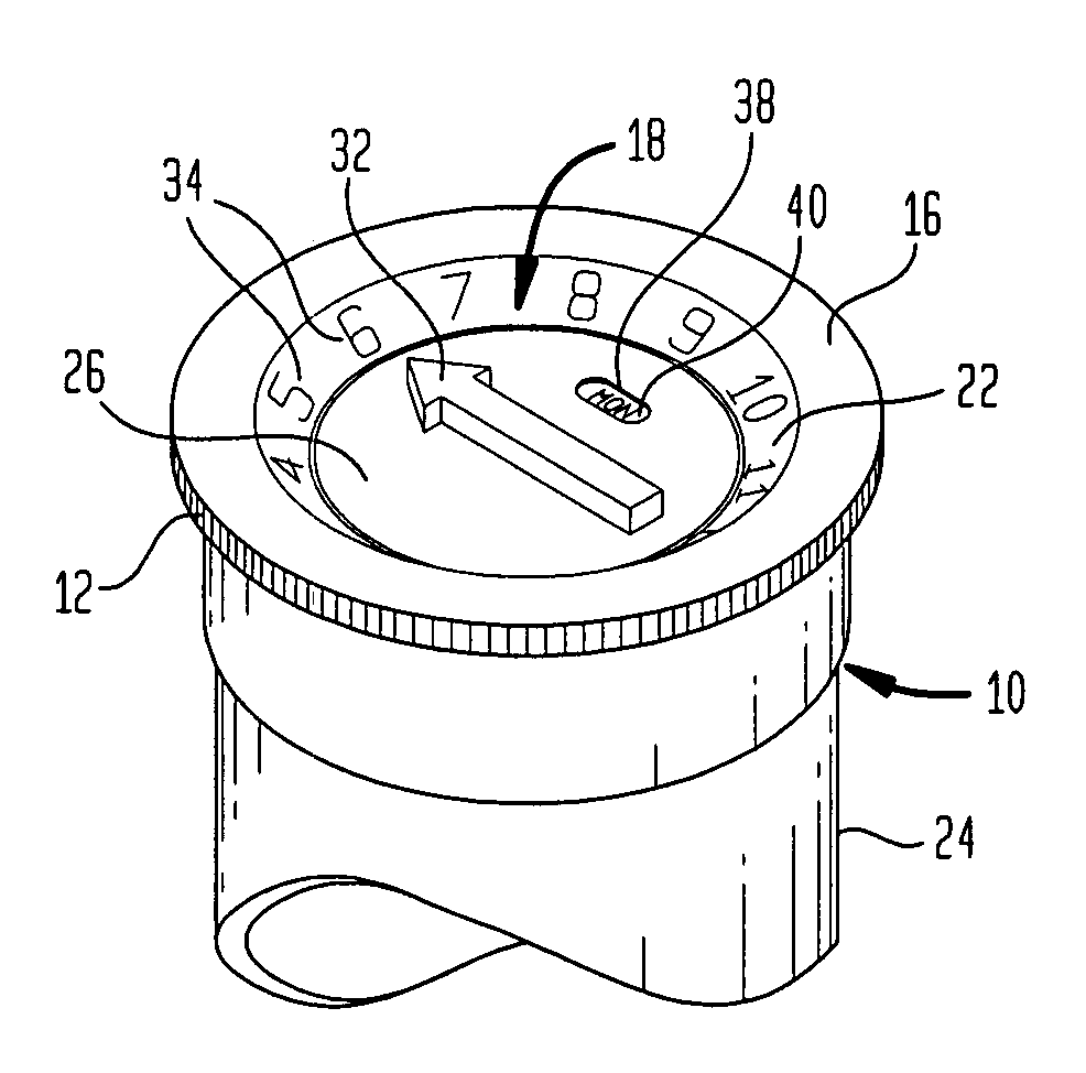 Device and method for indicating scheduled doses