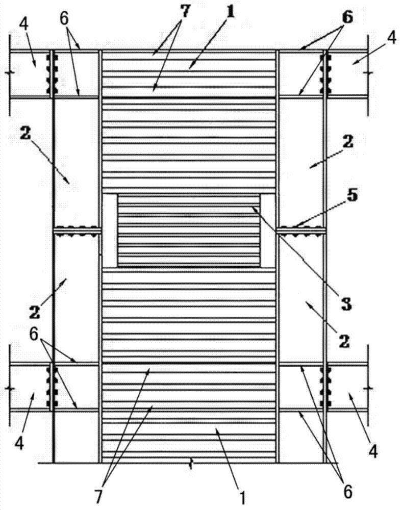 Column through type corrugated steel plate energy dissipation shear wall structure