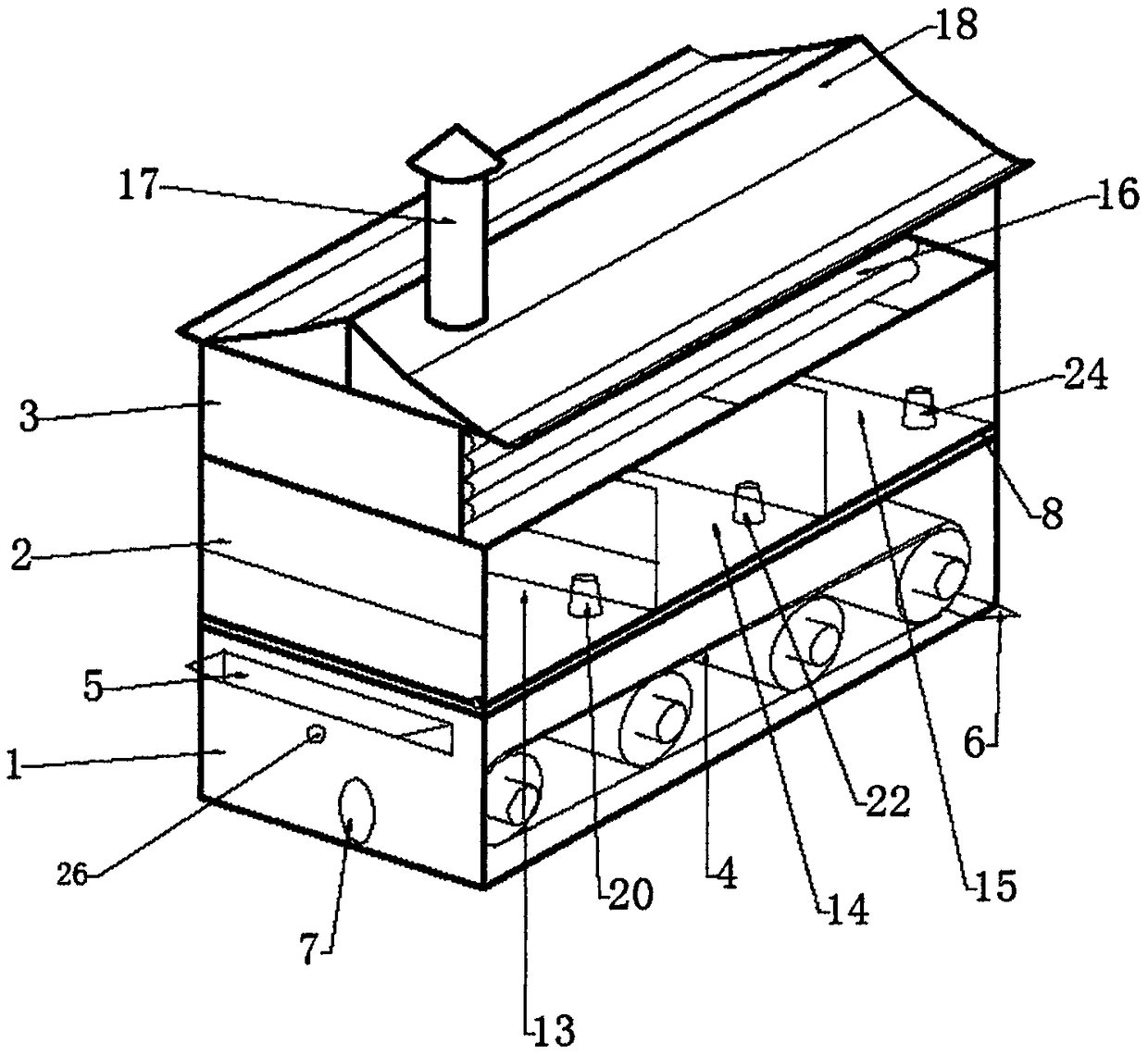 House-type waste drying, incinerating and purifying equipment