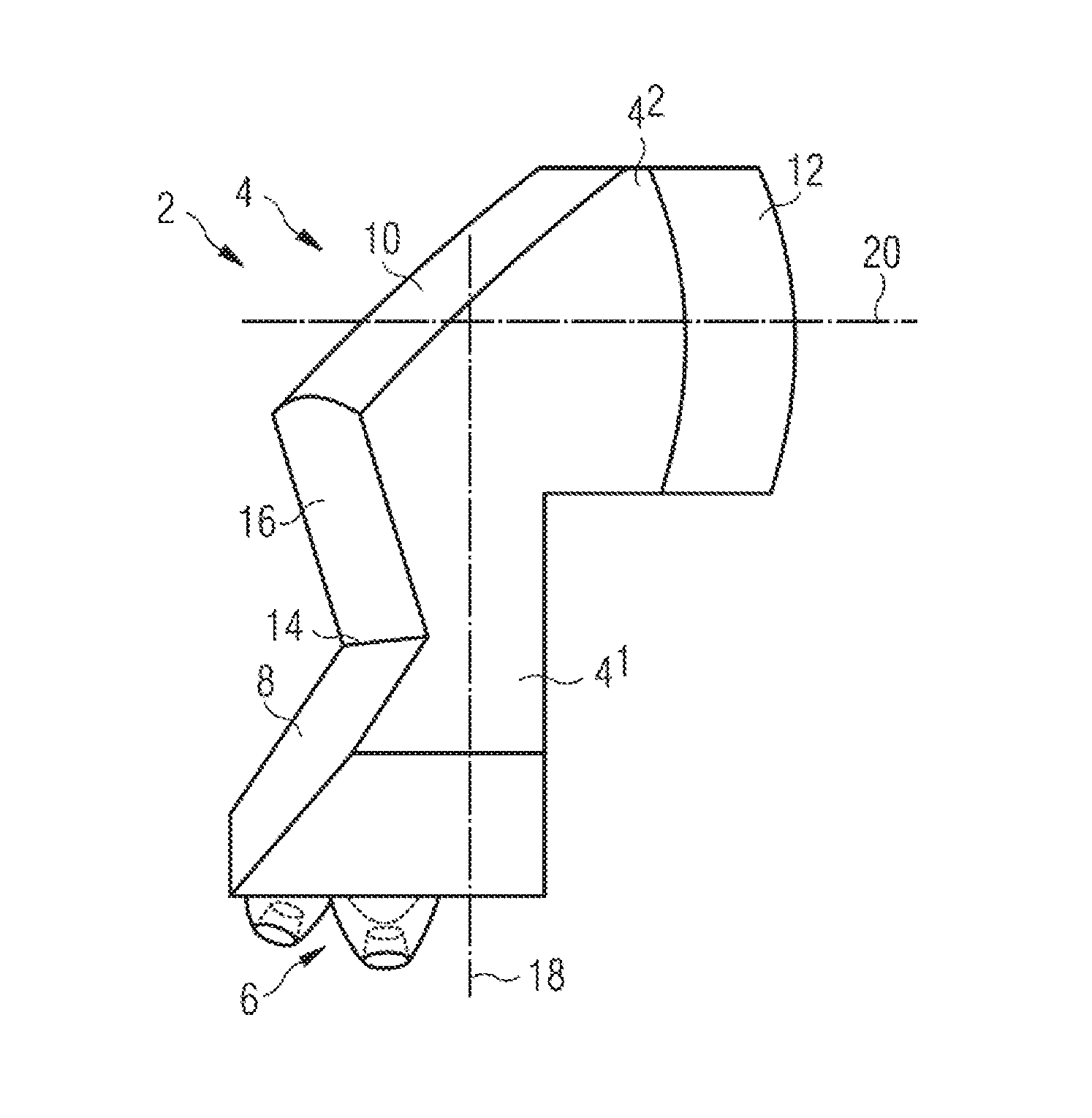 Transparent material light-emitting module with two reflection faces