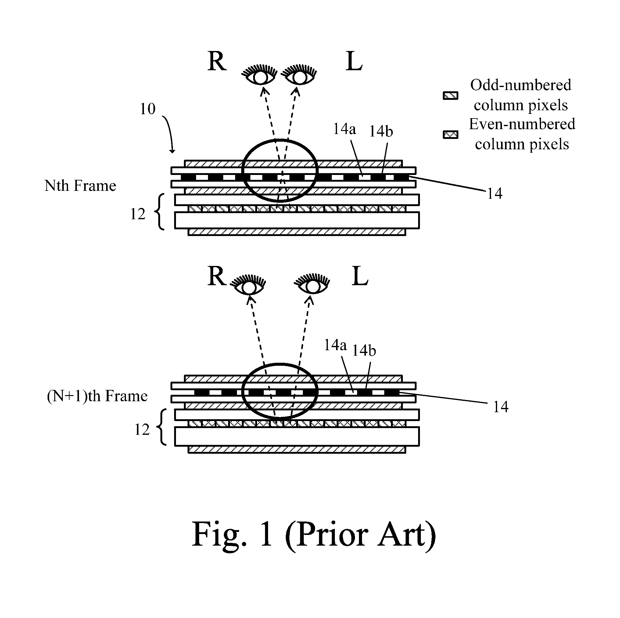 Display device for improving crosstalk affecting three dimensional image quality and related method