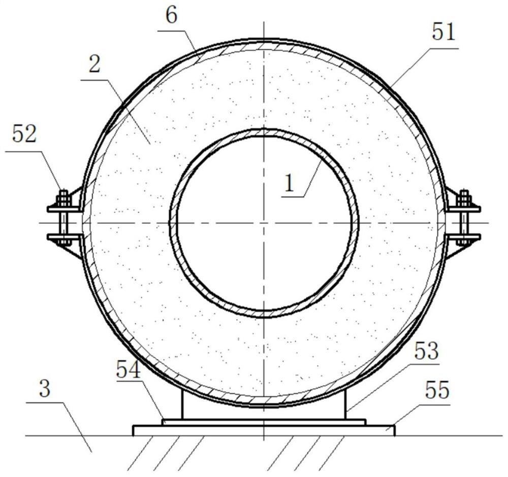 Heat preservation structure and method of overhead pipeline support of near-zero thermal bridge