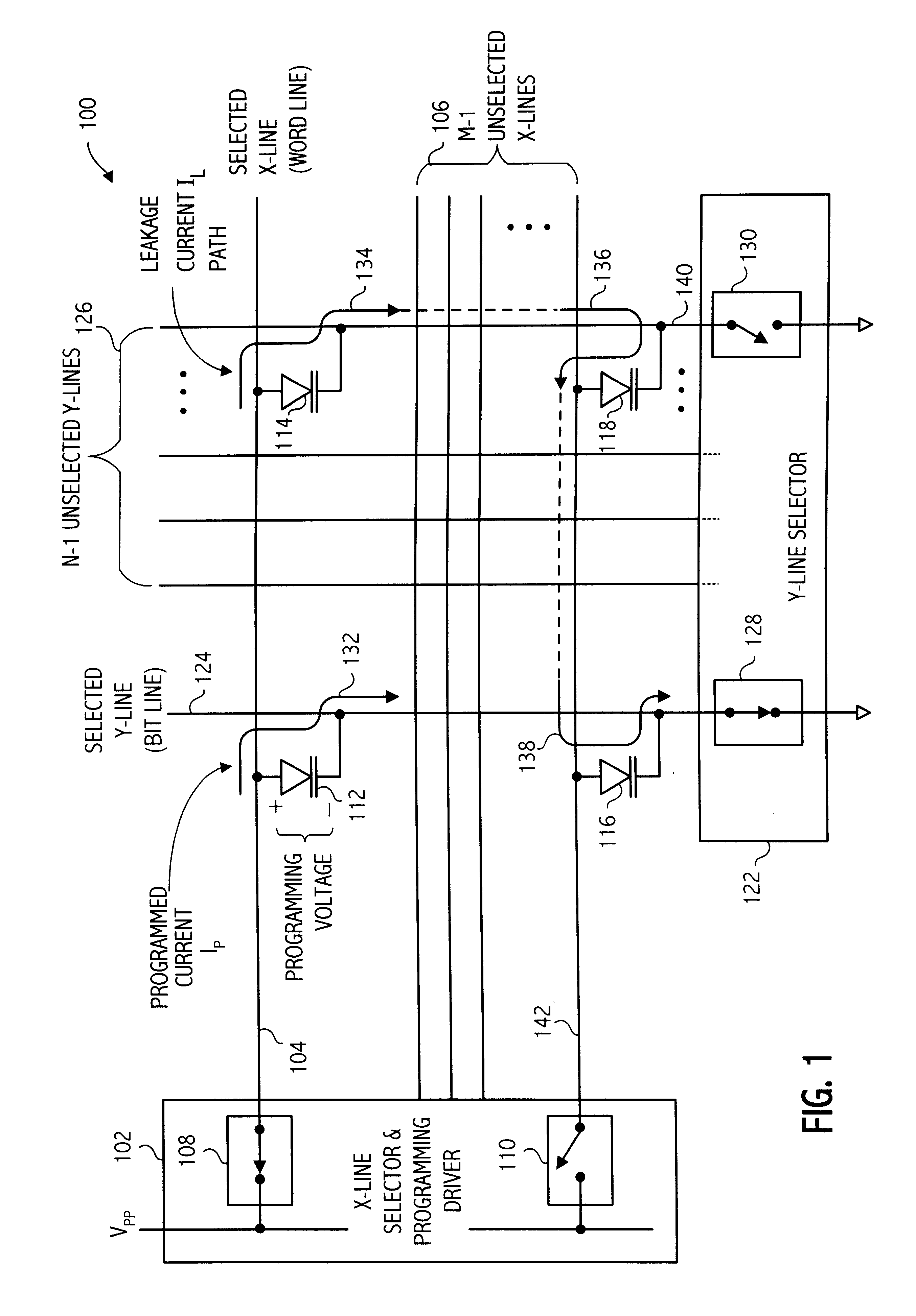 Method and apparatus for biasing selected and unselected array lines when writing a memory array