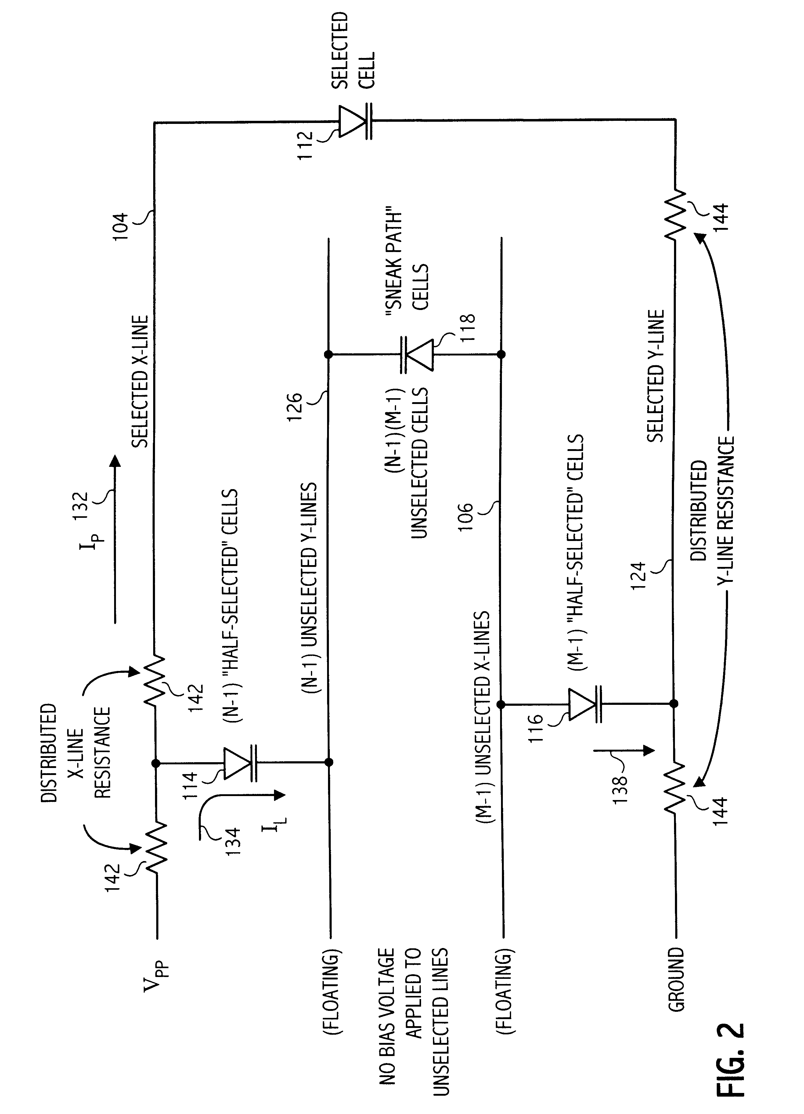 Method and apparatus for biasing selected and unselected array lines when writing a memory array