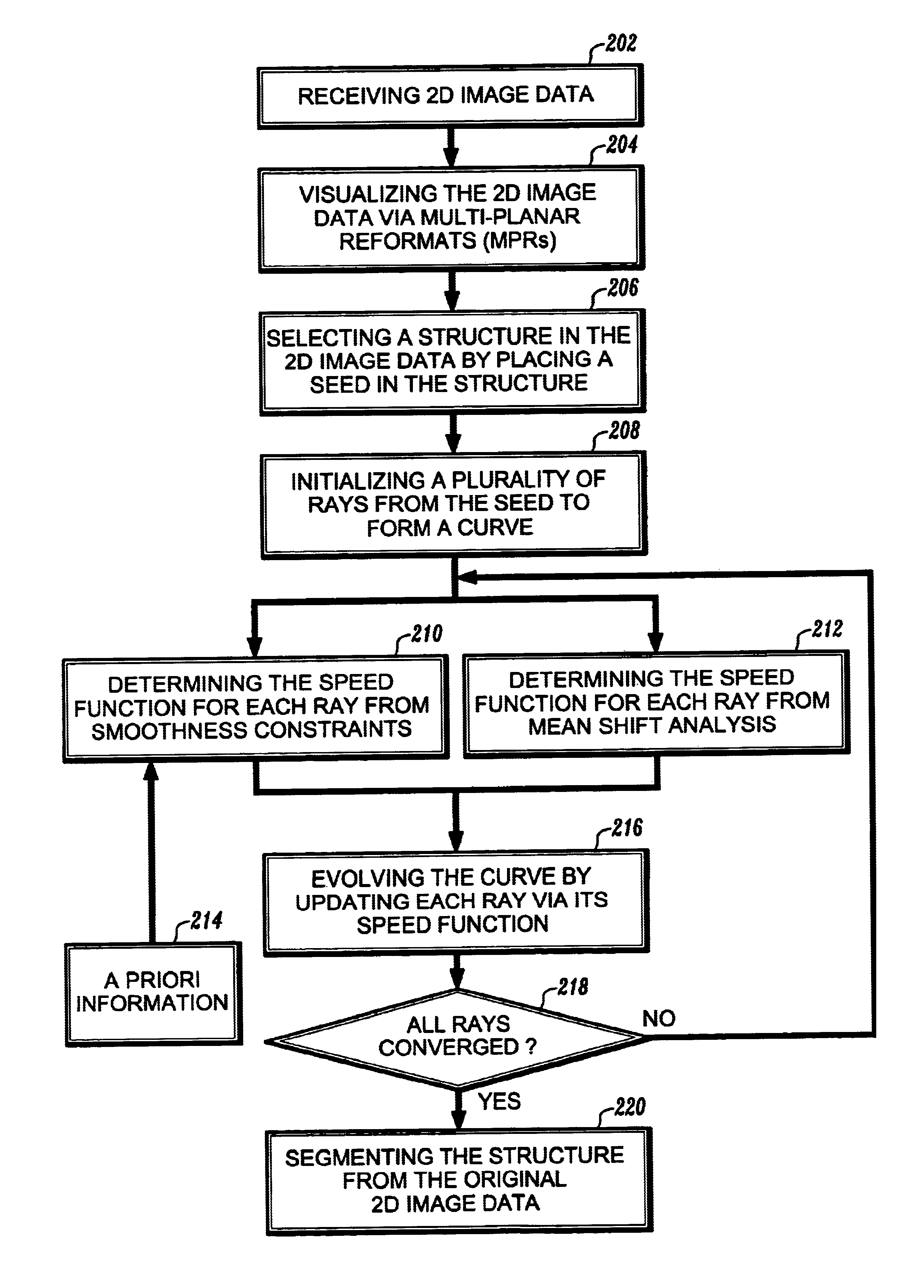 Vessel detection by mean shift based ray propagation