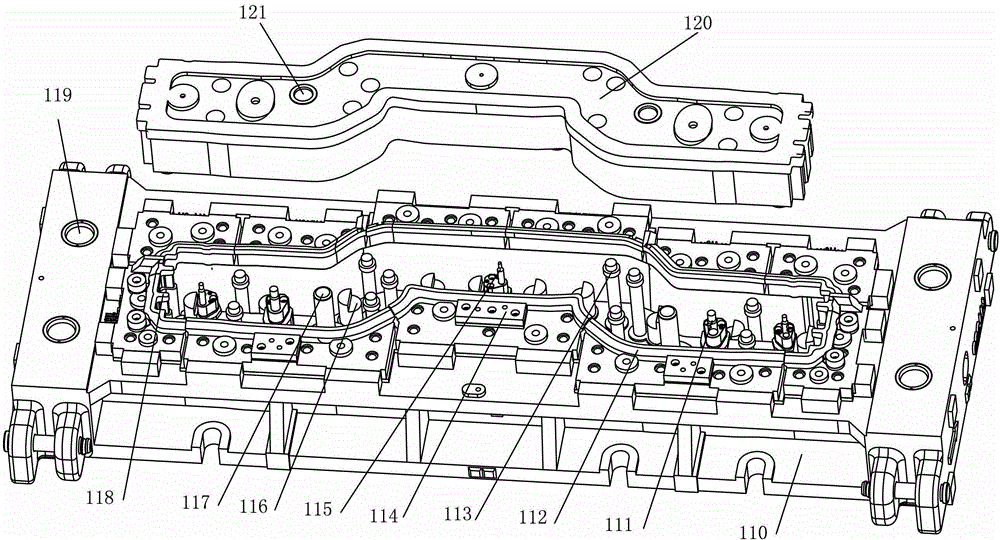 Forming mould and stamping technology for n-shaped automobile cross beam