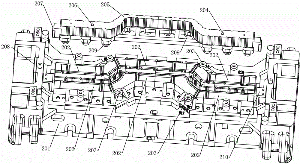 Forming mould and stamping technology for n-shaped automobile cross beam