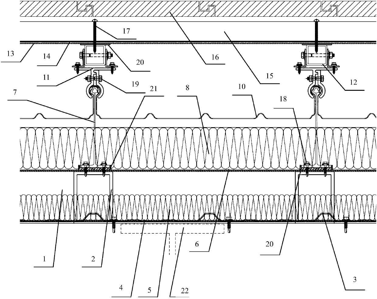 Combined roof system of metal roof panel and flat tile and its construction method