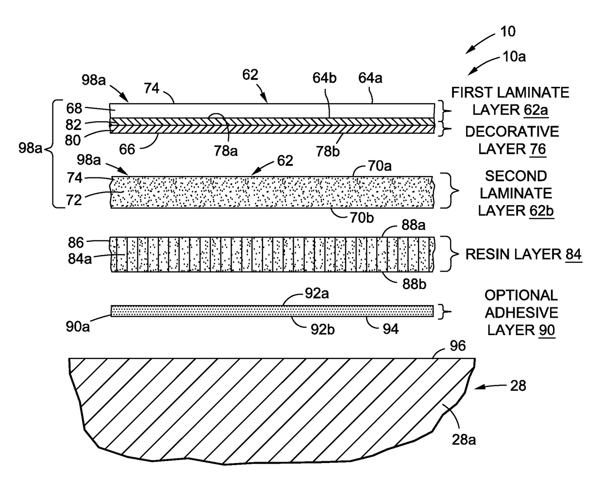 Decorative laminate with non-visible light activated material and system and method for using the same