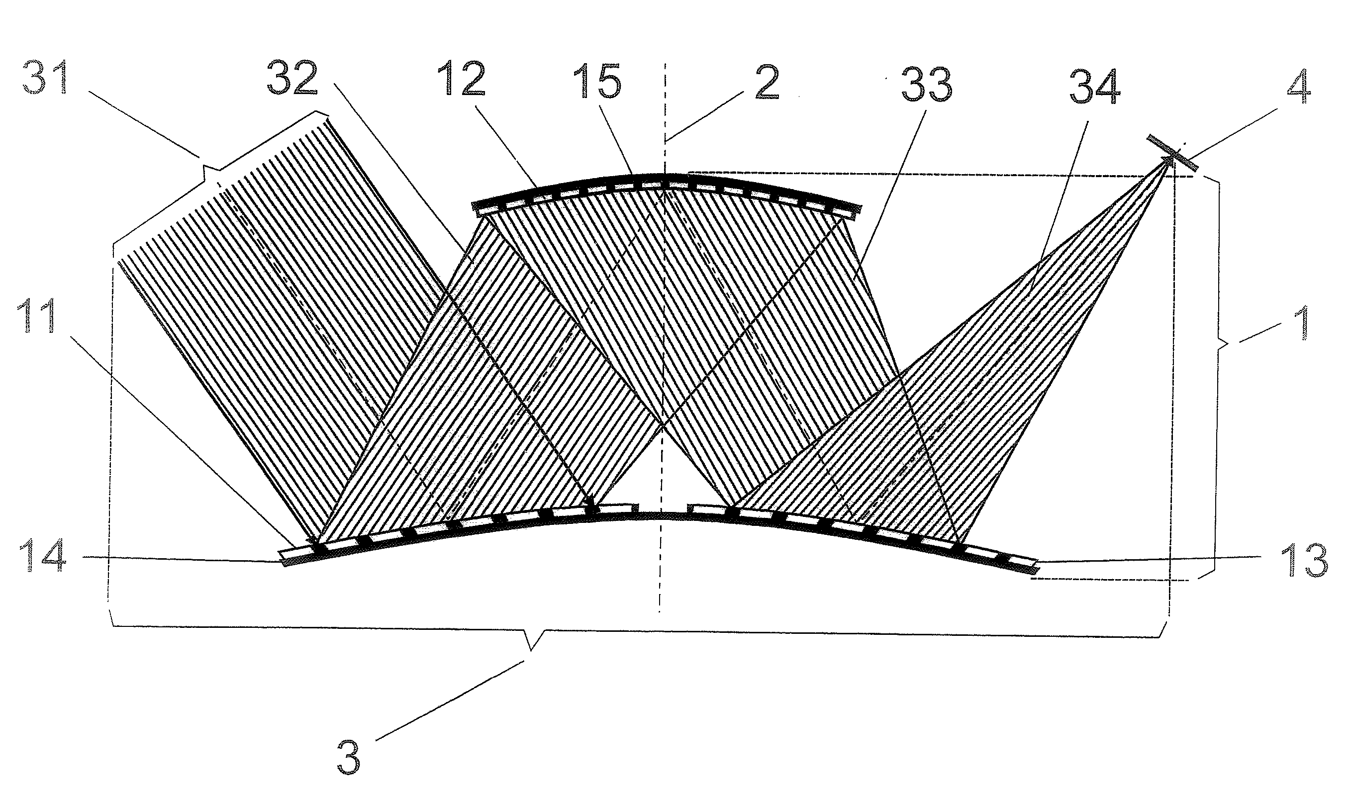 Schiefspiegler telescope with three reflecting surfaces