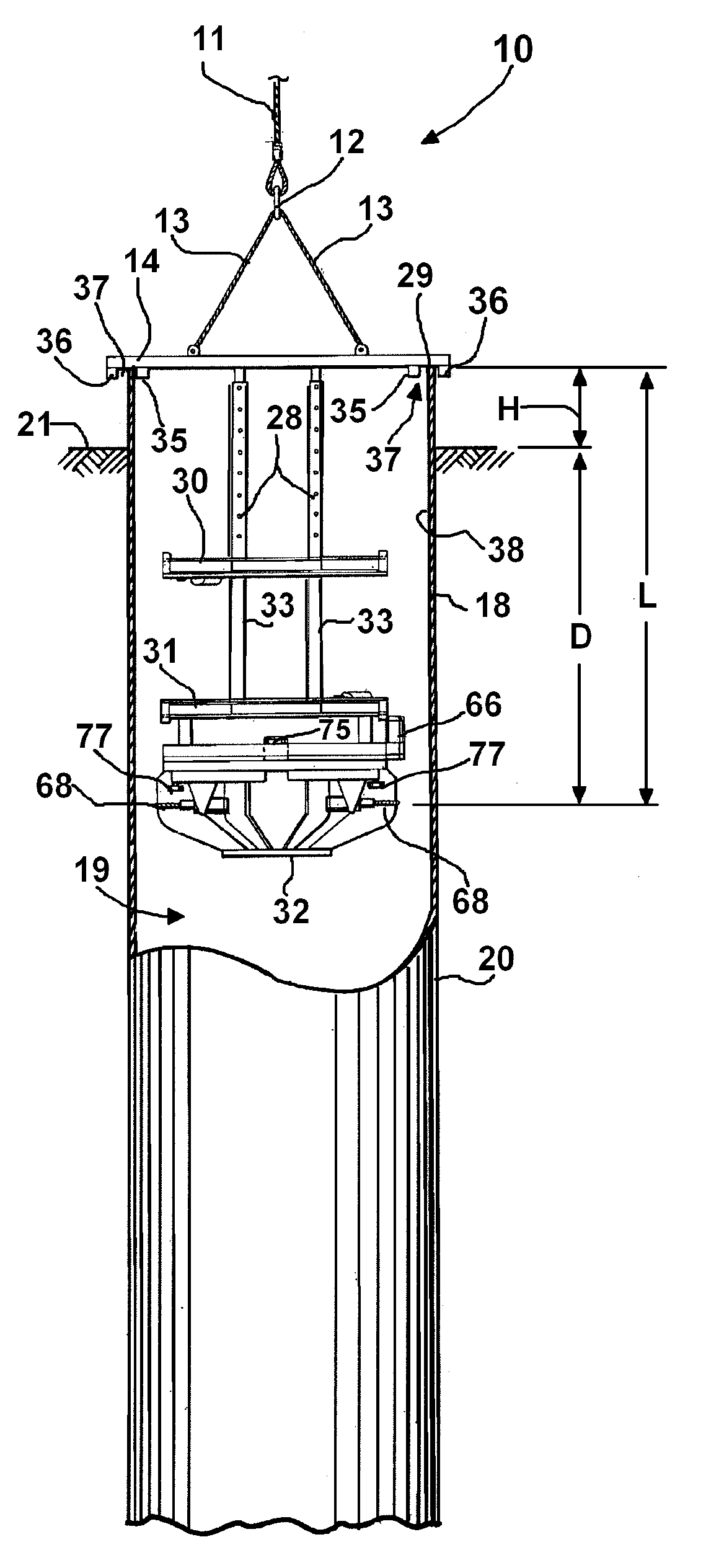 Internal jacket leg cutter and method