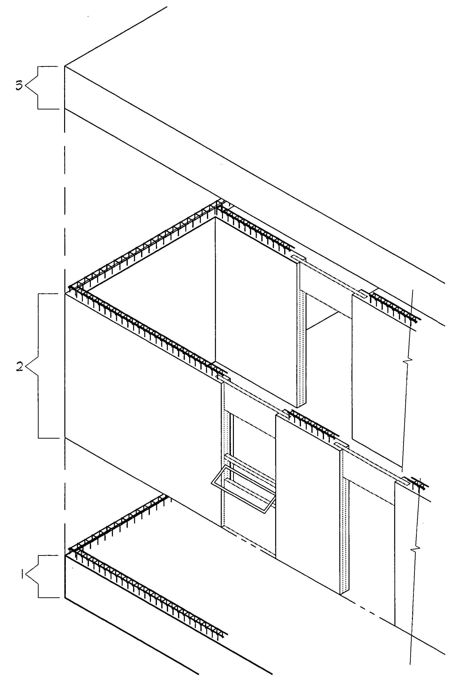 Massive construction system using rock masonry