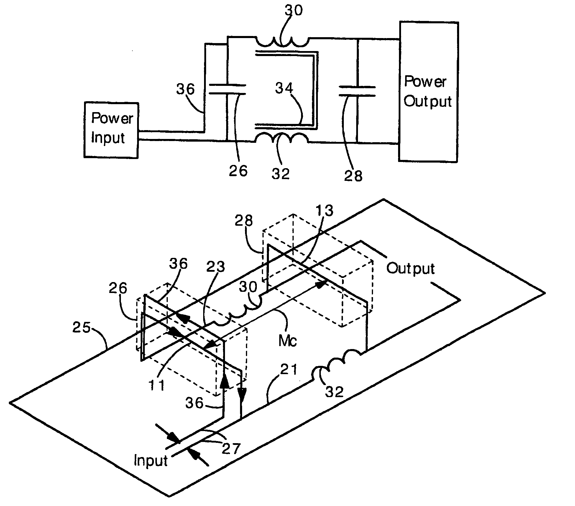 EMI filter and frequency filters having capacitor with inductance cancellation loop