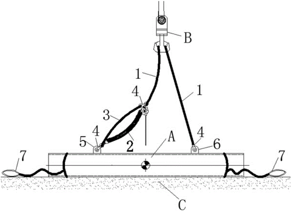 Technology for hoisting strip-shaped inclined steel structures in place through single crane