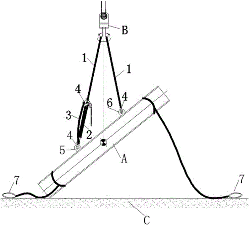 Technology for hoisting strip-shaped inclined steel structures in place through single crane