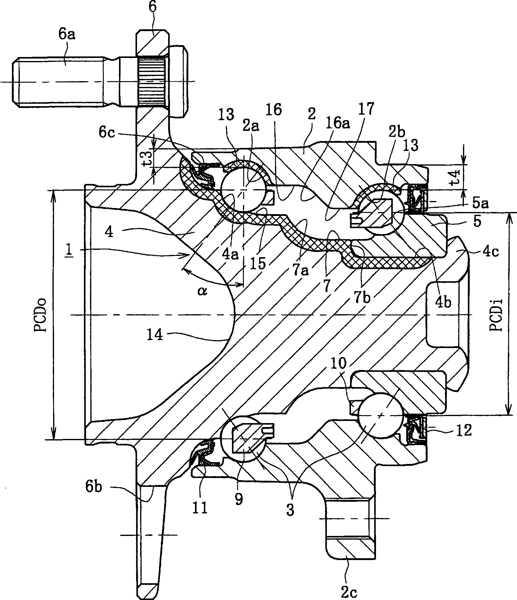 Bearing device for wheel