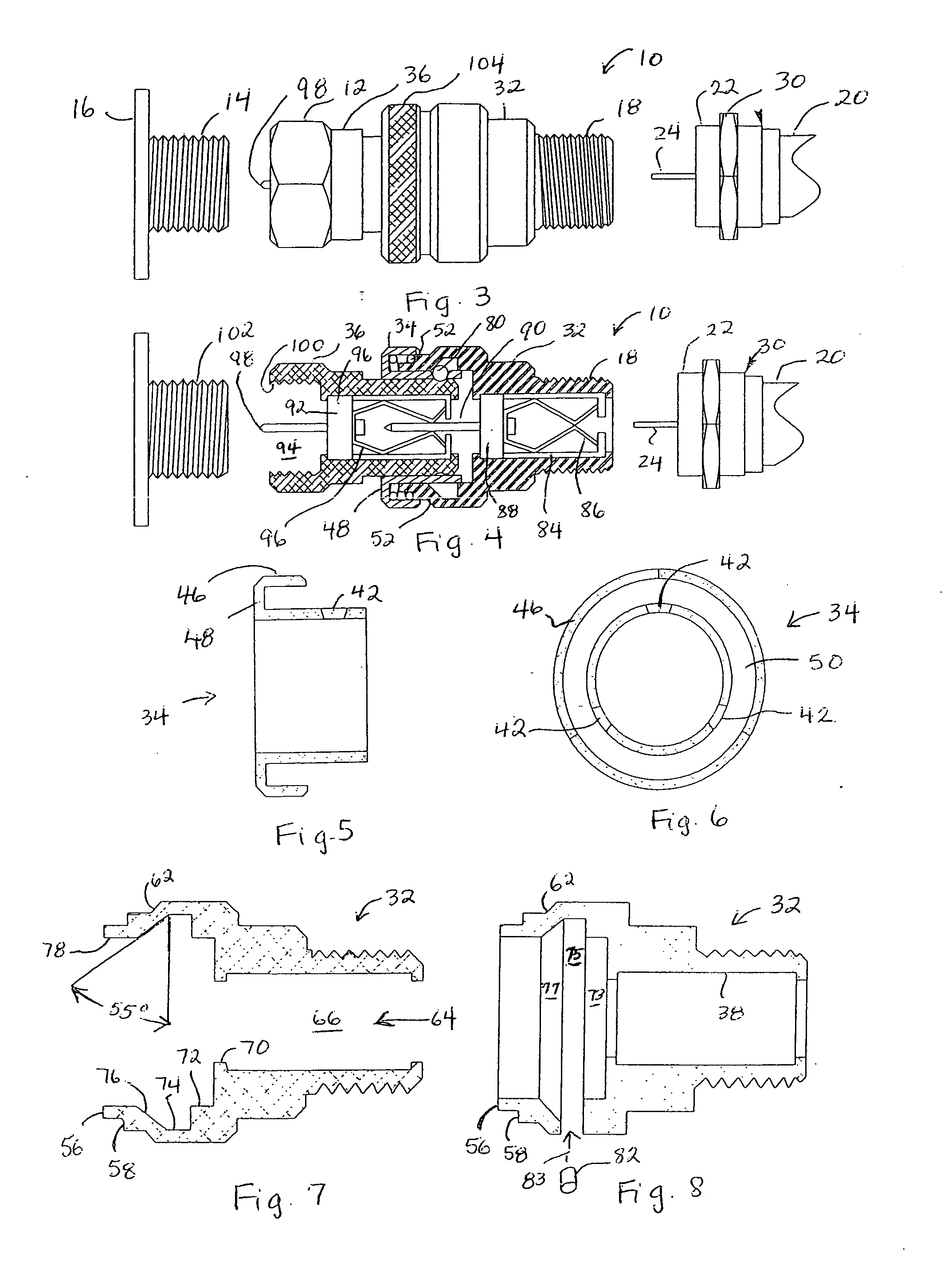 Connect/disconnect connector for coaxial cable