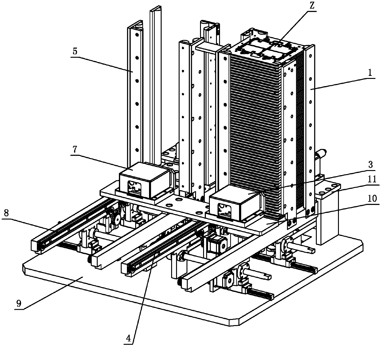 Jig plate feeding and discharging equipment