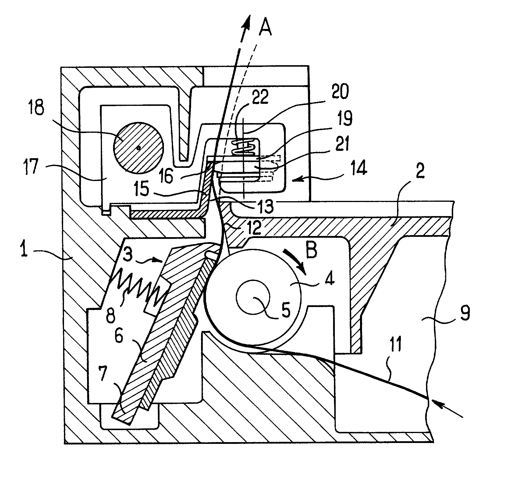 Device for printing on paper tape and for cutting the tape into printed tickets