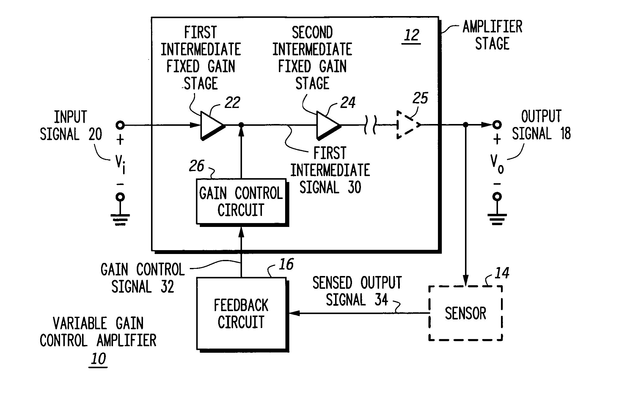 Variable gain low noise amplifier and method