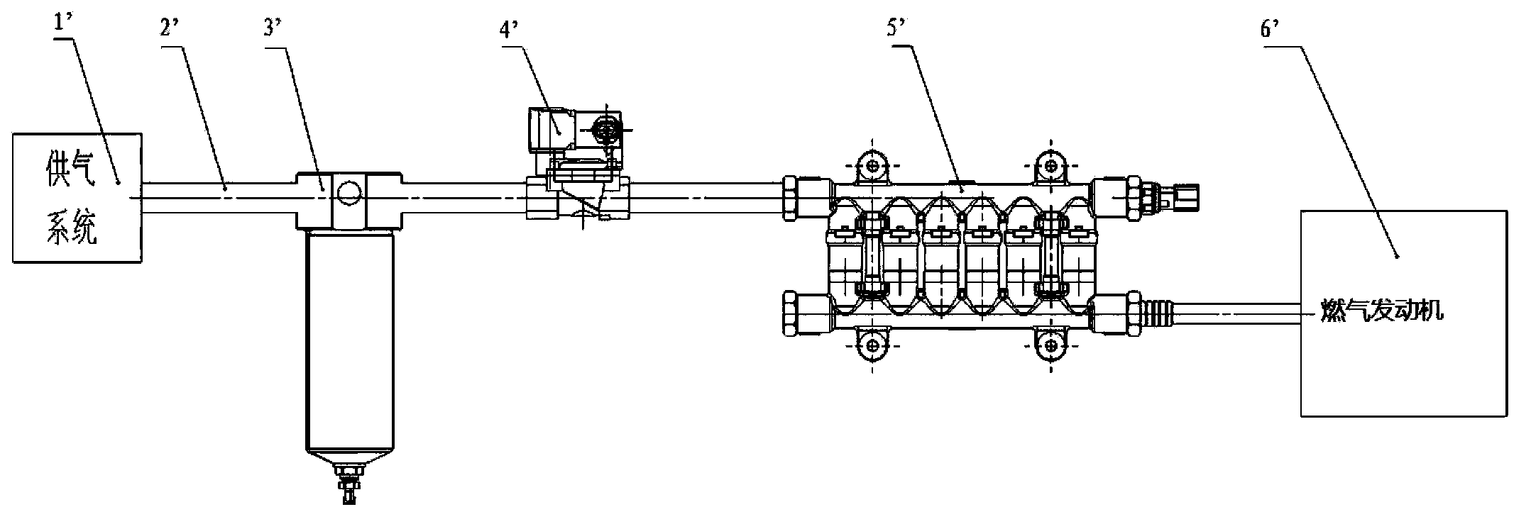 Gas engine air supply pipe interlocking valve mechanism