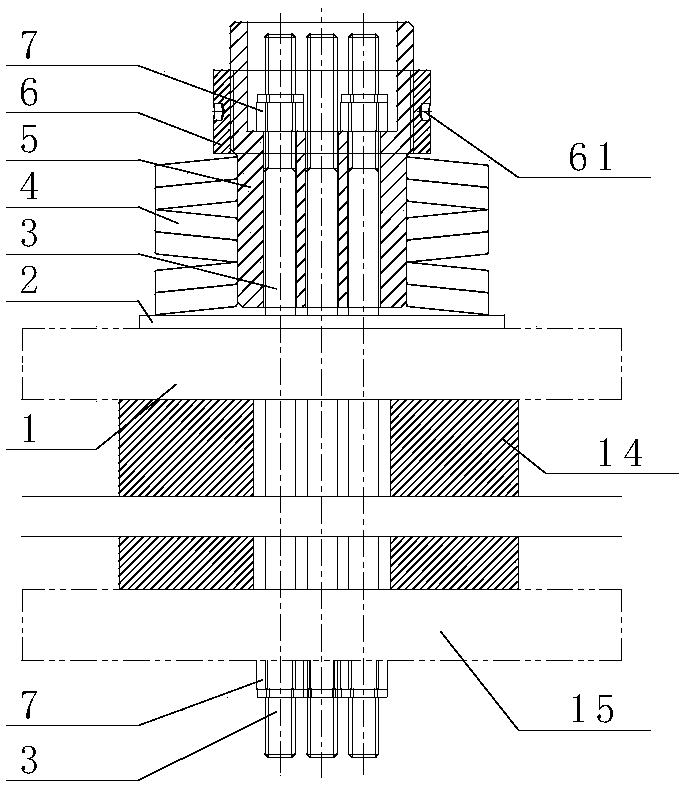 Electric reactor iron core compressing structure and electric reactor iron core compressing device