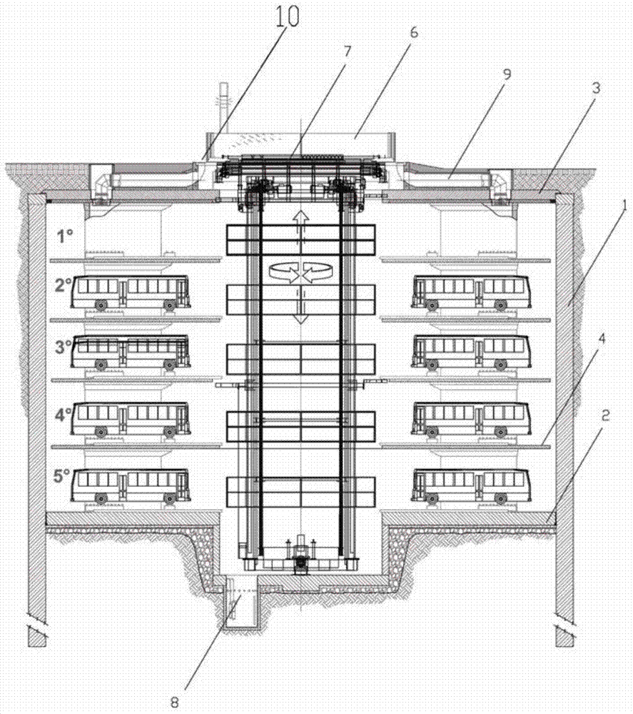 Remotely accurate control deep underground automatic parking/pick-up circular garage for large cars