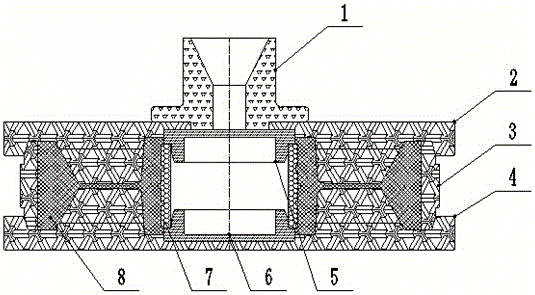 Centrifugation polymerization integrated metal lining nylon wheel and processing method thereof