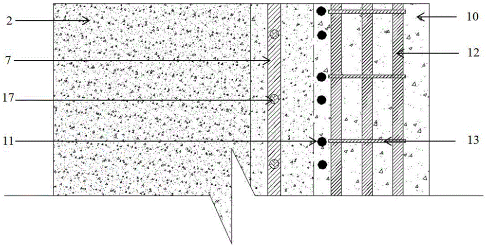 Connecting method of foundation pit precast pile and cast-in-situ superposed lining wall through stirrups