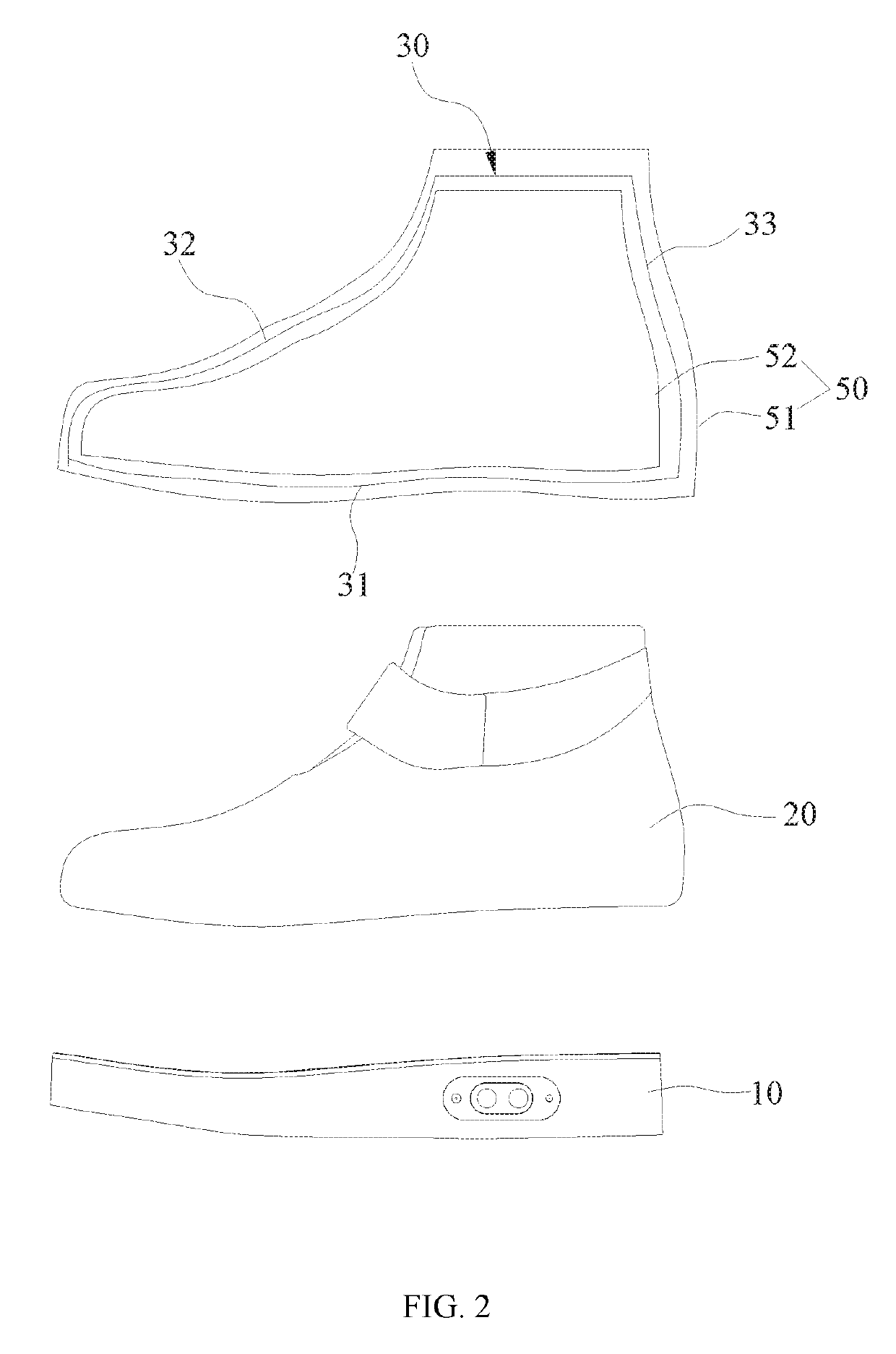 Massaging shoe and method for manufacturing the same