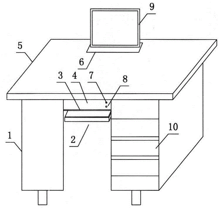 Combined type computer desk enabling display screen to rise and fall automatically