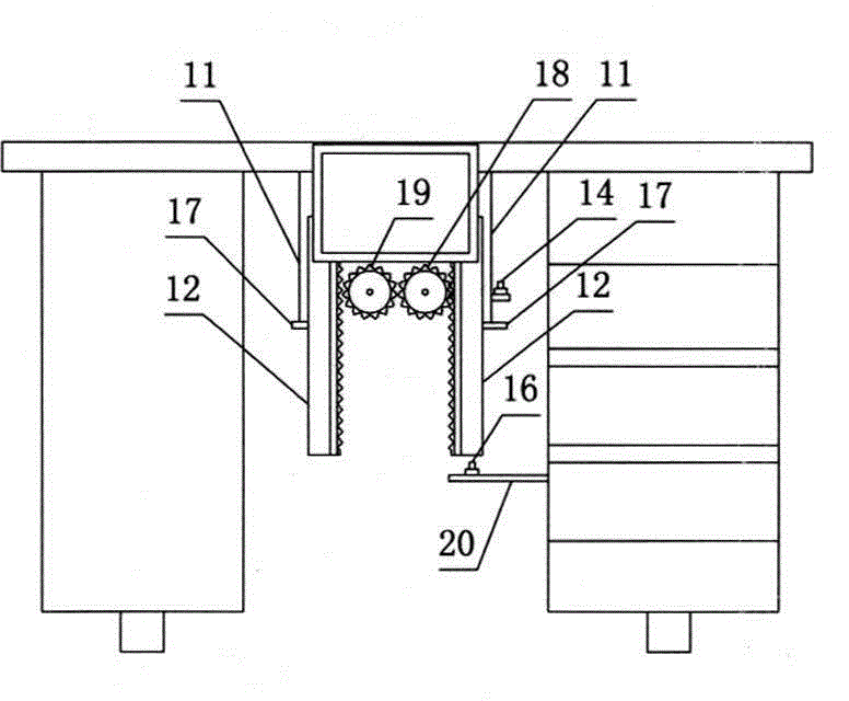 Combined type computer desk enabling display screen to rise and fall automatically