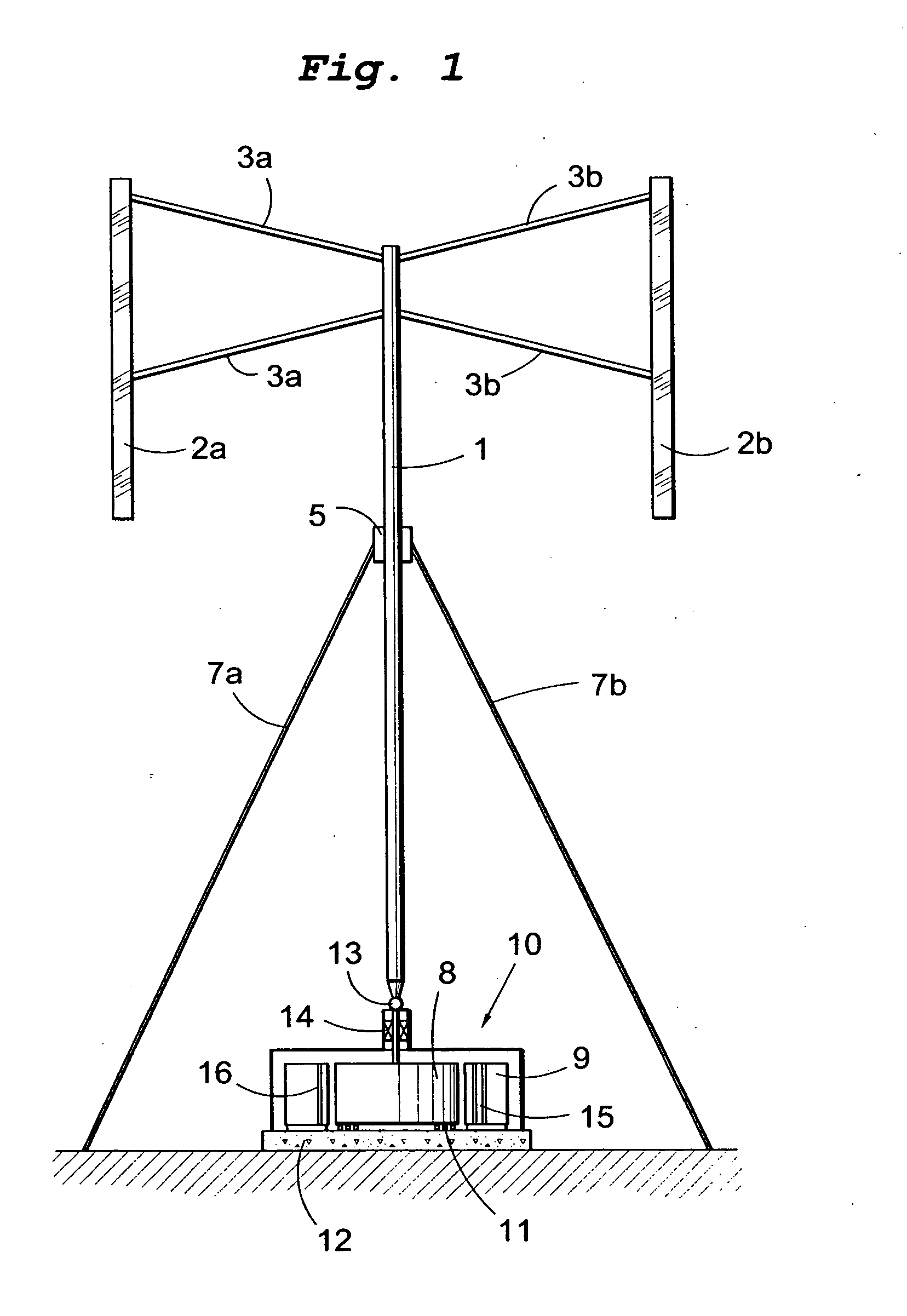 Wind power plant with vertical axix turbine