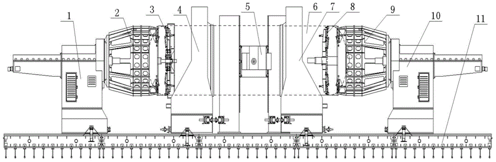 Horizontal device and method for friction-stir welding of circular seam of carrier rocket storage tank assembly