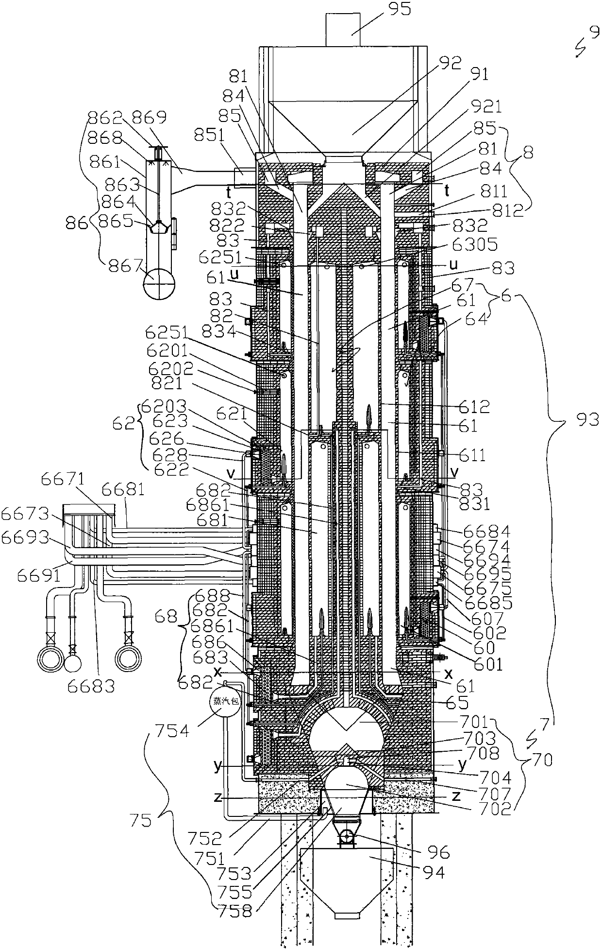 Gangue pyrolysis gasification raw gas purification combustion recycle method