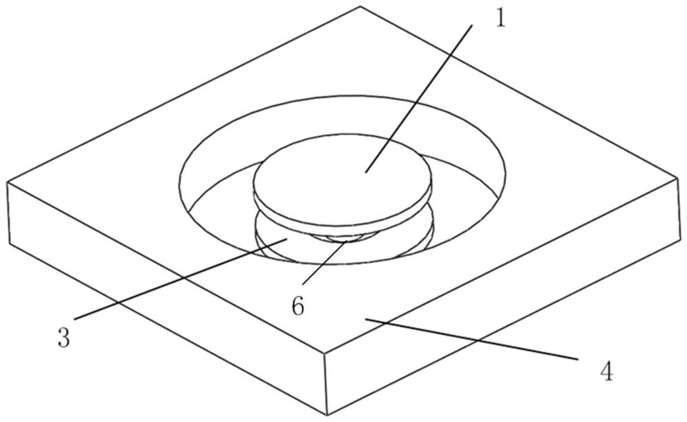 Two-electrode distributed micro-gyroscope with upper discrete and lower ring and its preparation method